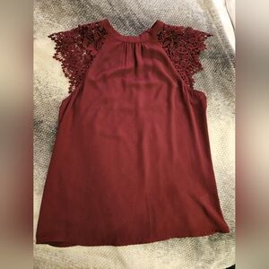 Elegant Burgundy Lace Sleeve Top